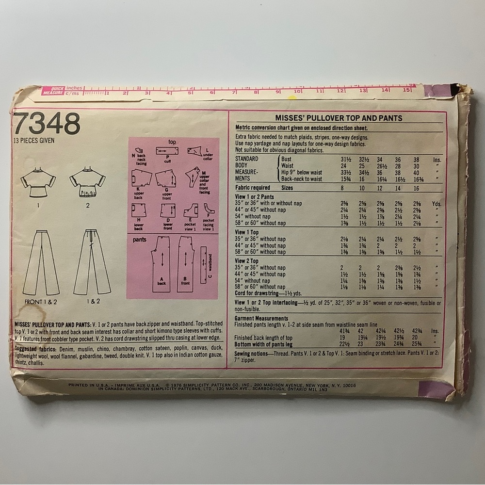 Simplicity 7348 Sewing Pattern - Picture 3 of 3